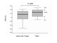 Gastric emptying of a rice pudding meal ingested with and without apple cider vinegar, expressed as the gastric emptying rate (GER), in ten type 1 diabetics with clinically diagnosed diabetic gastroparesis.