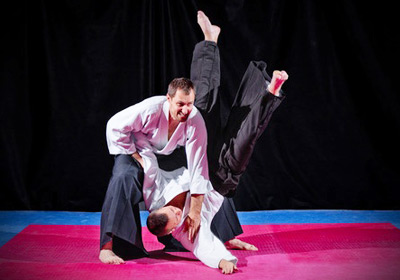 two aikido fighters training