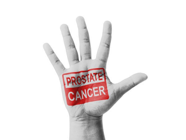 prostate cancer print on a hand palm
