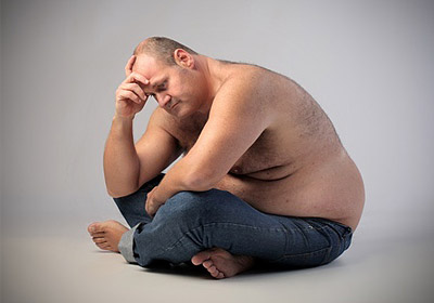 sad fat man